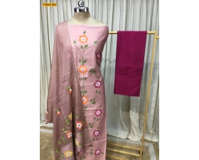 Onion Pink Handloom Mulmul Silk Cotton Blend Unstitched Salwar Suit Material