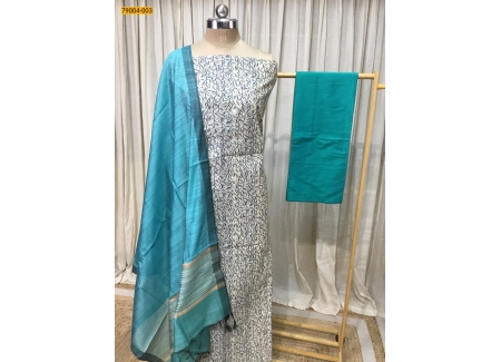 Rama Green Handloom Matka Cotton Blend Unstitched Salwar Suit Material 