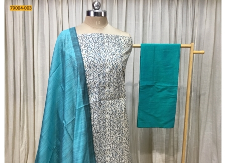 Rama Green Handloom Matka Cotton Blend Unstitched Salwar Suit Material 