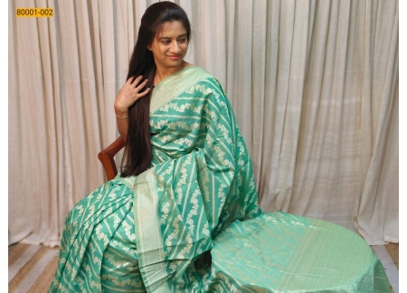 Green Lehariya Mercerized Silk Cotton Saree