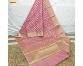 Pink Semi Organza Kora Silk Saree