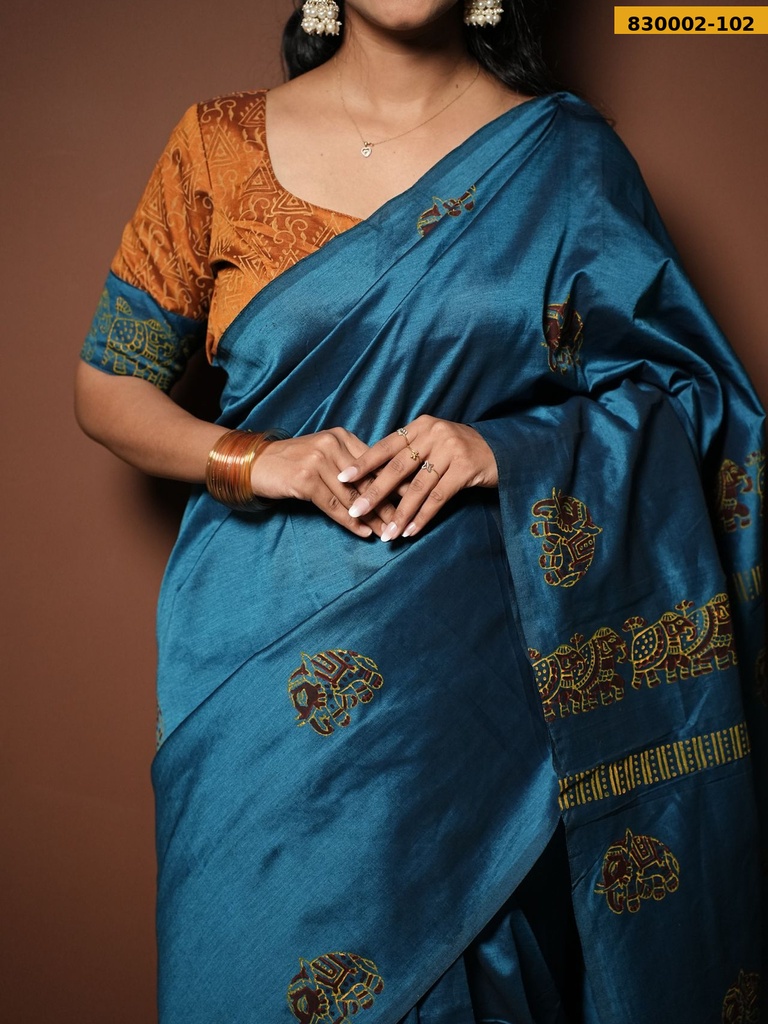South Mix Cotton Saree with stitched blouse
