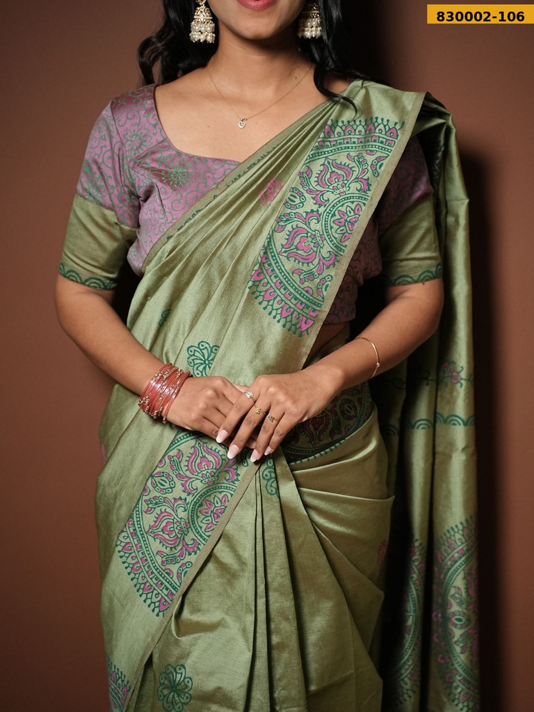 South Mix Cotton Saree with stitched blouse
