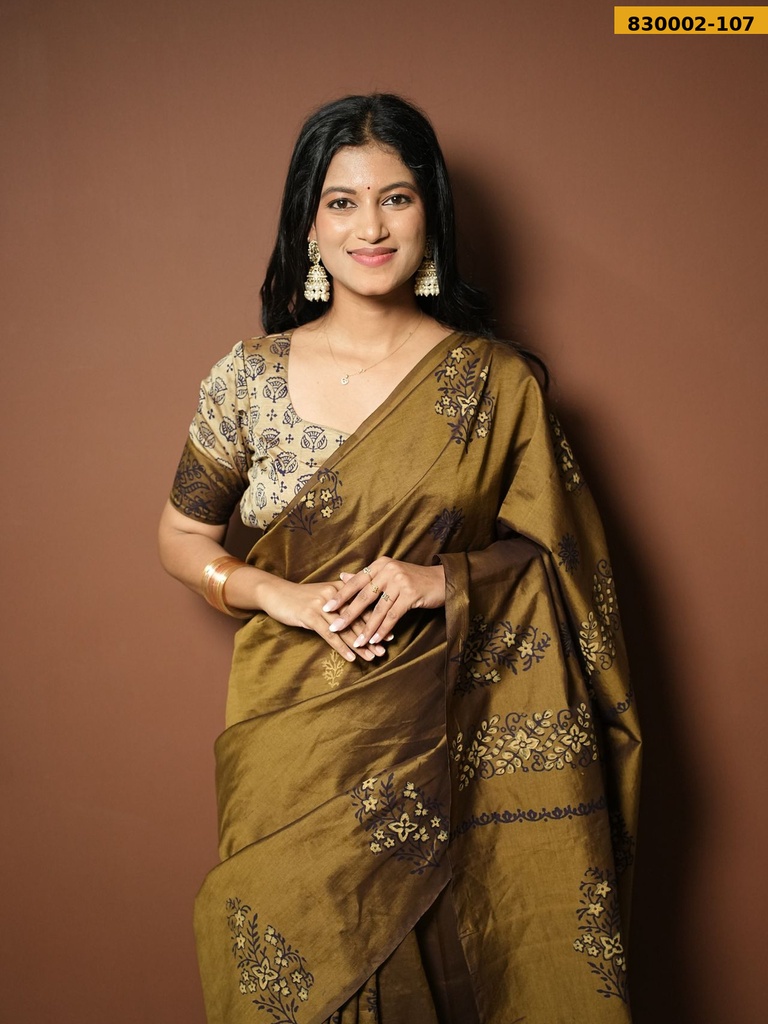 South Mix Cotton Saree with stitched blouse