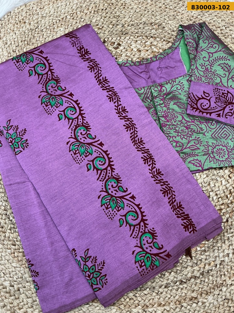South Mix Cotton Saree with stitched blouse