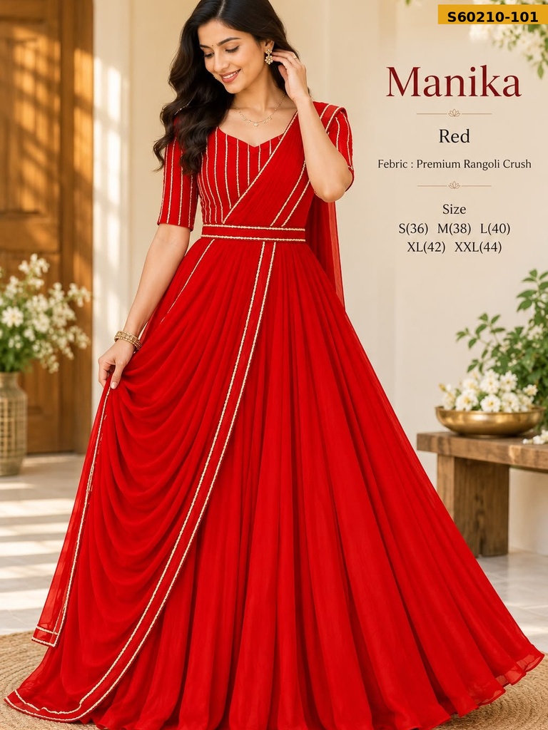 Fancy Rangoli Crush gown with dupatta