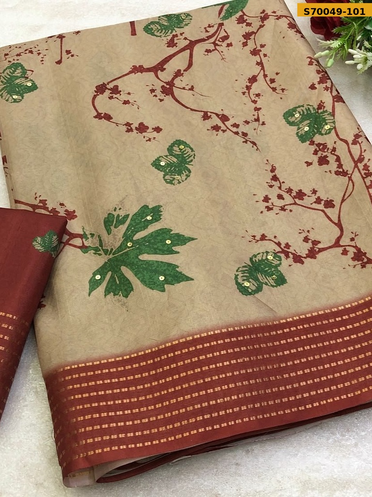 Fancy Tussar Silk Digital Printed Saree