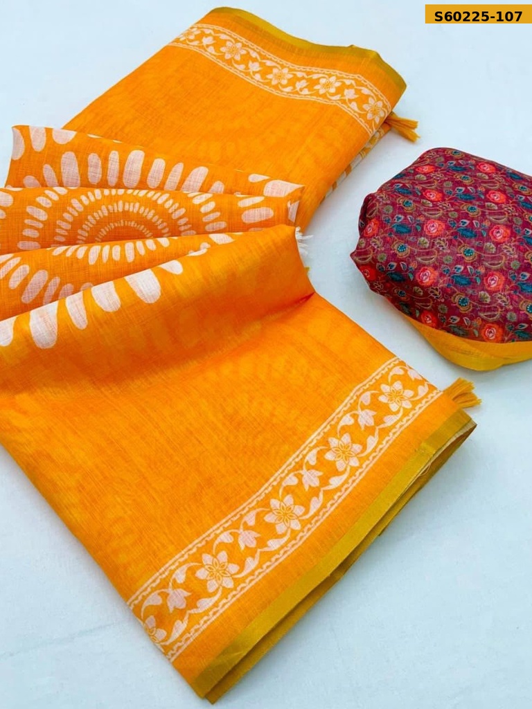 Fancy Soft Cotton Linen Saree