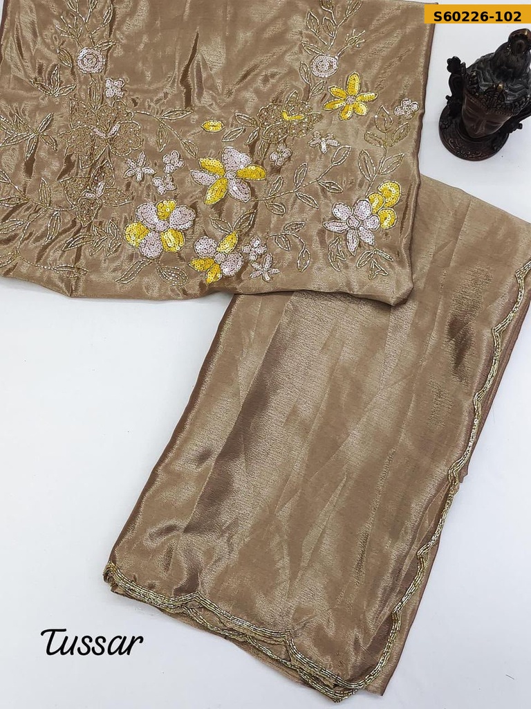 Fancy Soft Chinnon Silk Saree