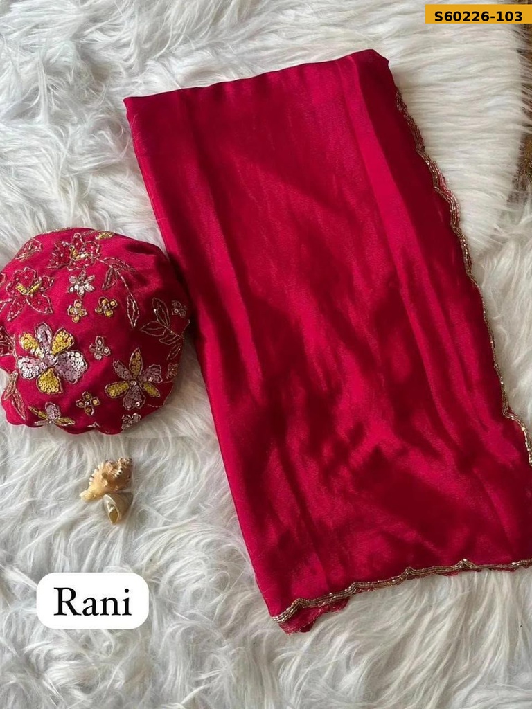 Fancy Soft Chinnon Silk Saree