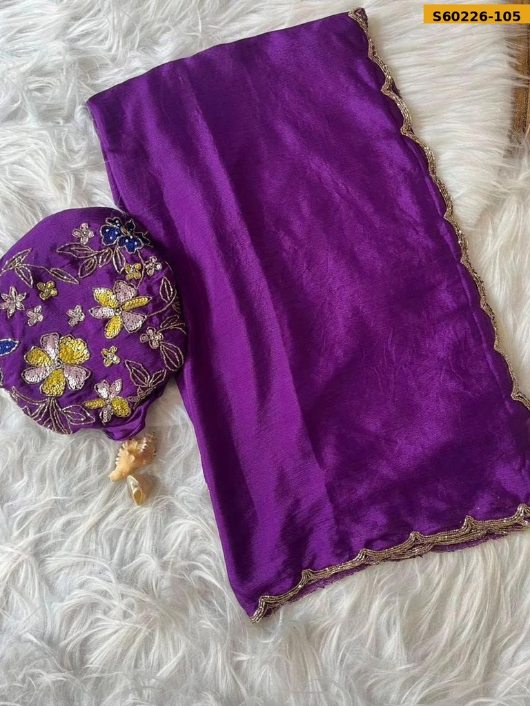 Fancy Soft Chinnon Silk Saree
