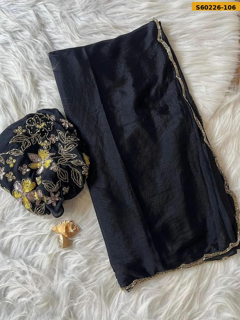Fancy Soft Chinnon Silk Saree