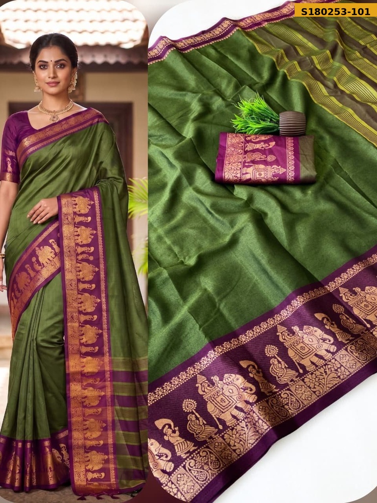 Fancy Mercerized mix Cotton Saree
