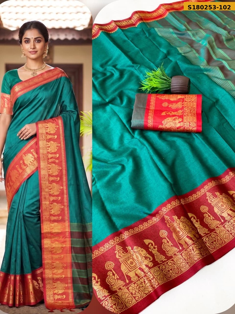 Fancy Mercerized mix Cotton Saree