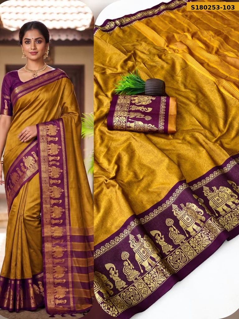 Fancy Mercerized mix Cotton Saree