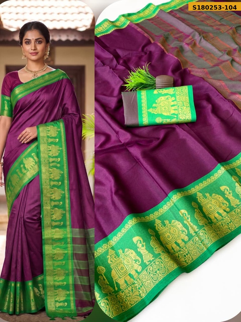 Fancy Mercerized mix Cotton Saree