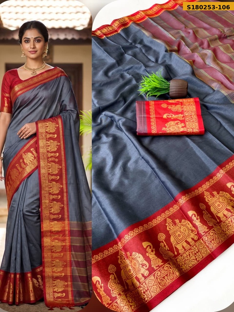 Fancy Mercerized mix Cotton Saree