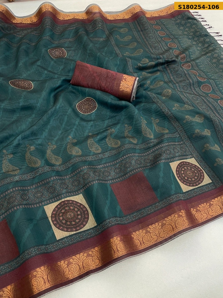 Fancy Coper Silk Cotton Saree