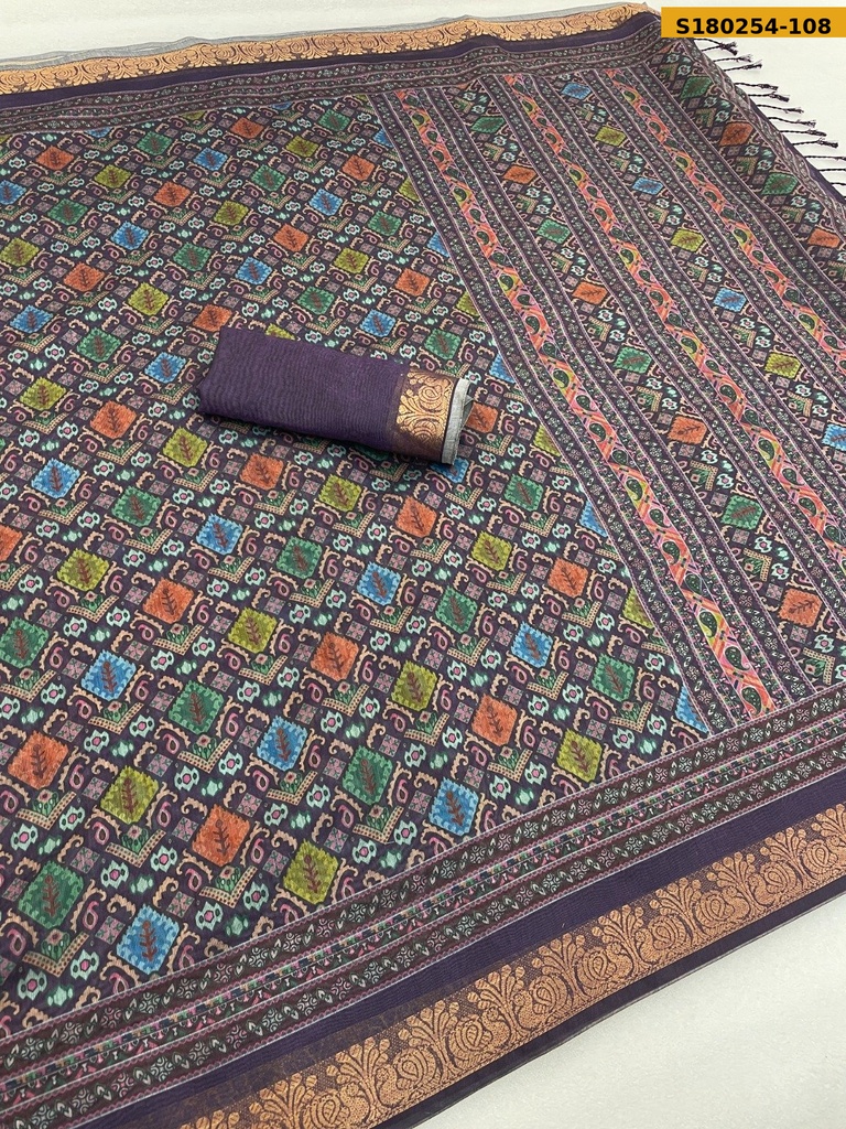 Fancy Coper Silk Cotton Saree