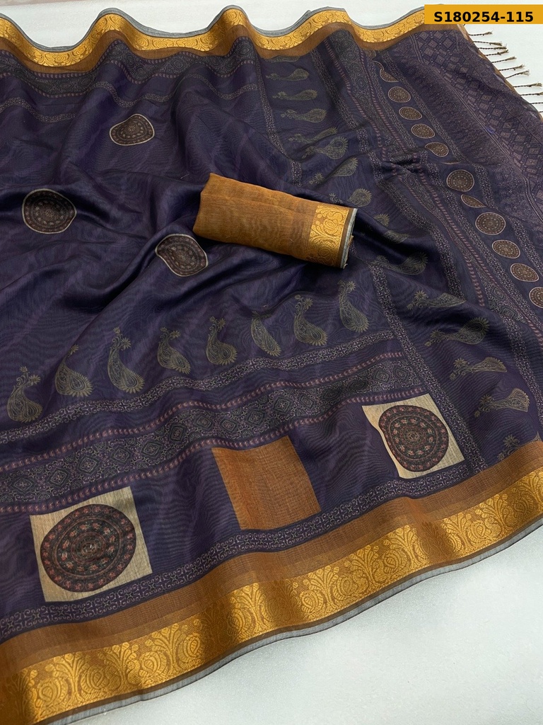 Fancy Coper Silk Cotton Saree
