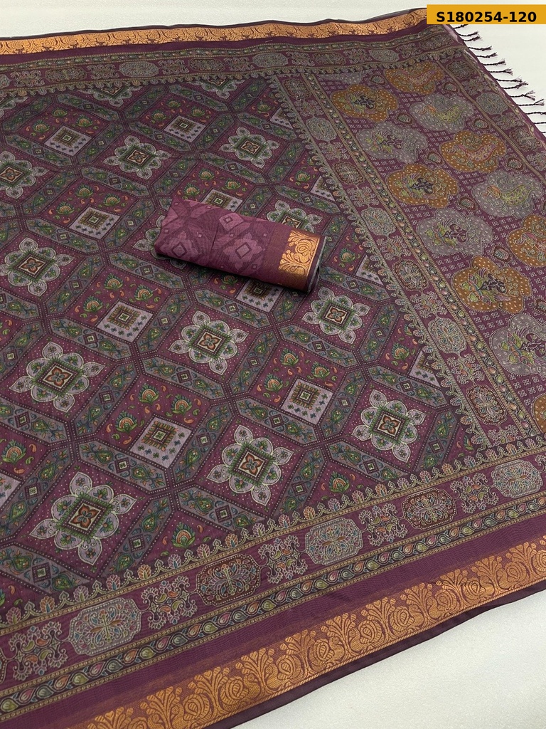 Fancy Coper Silk Cotton Saree