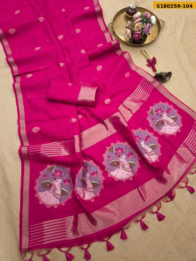 Fancy Soft Linen Silk Saree