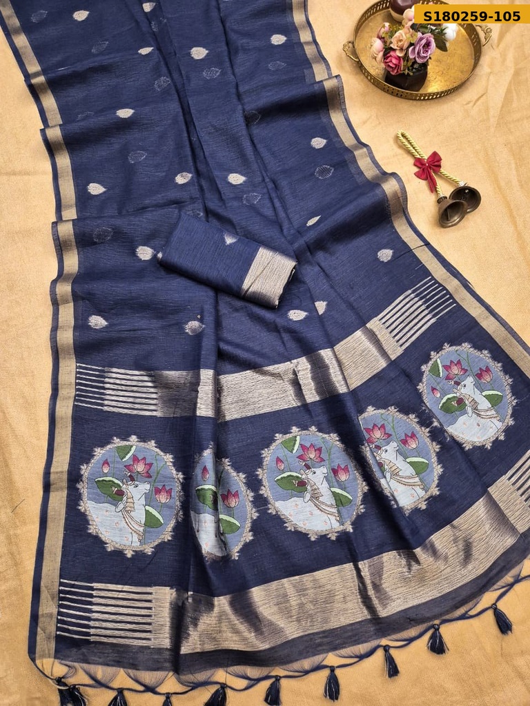 Fancy Soft Linen Silk Saree