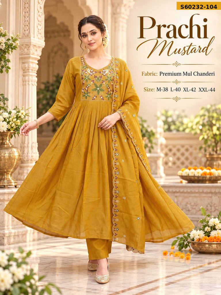 Fancy Mul Chanderi  3 Piece Set