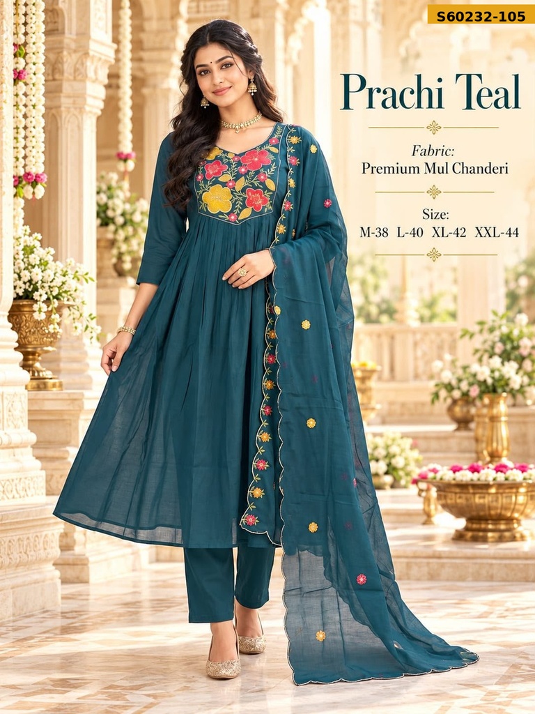 Fancy Mul Chanderi  3 Piece Set