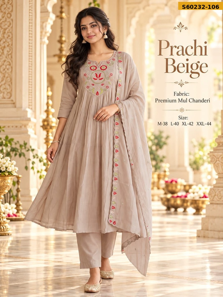 Fancy Mul Chanderi  3 Piece Set