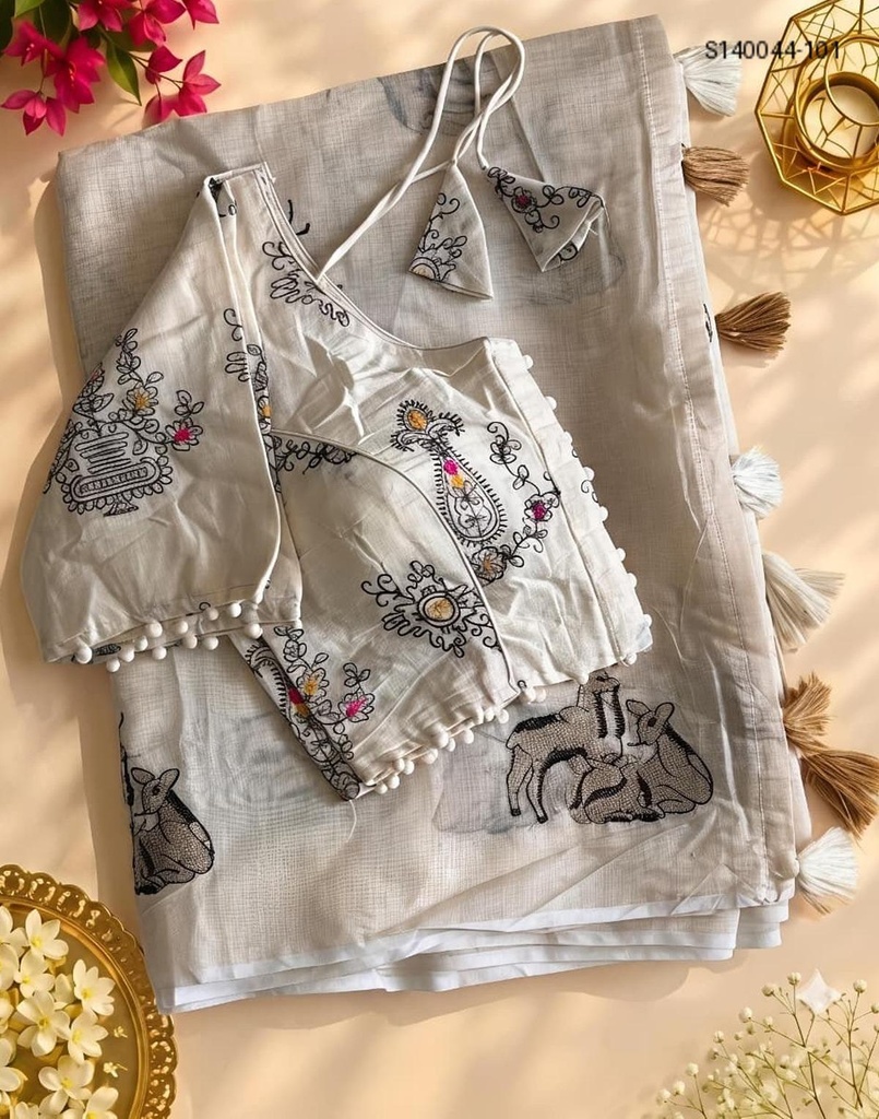[S140044-101] Premium chanderi deer saree