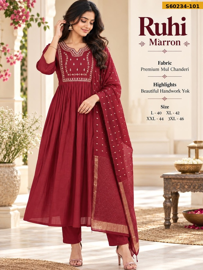 Fancy Mul Chanderi 3 Piece Set