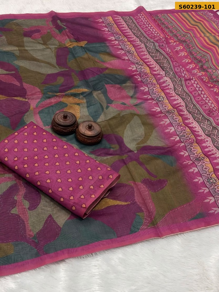 Fancy Soft Spun Slub Cotton Saree