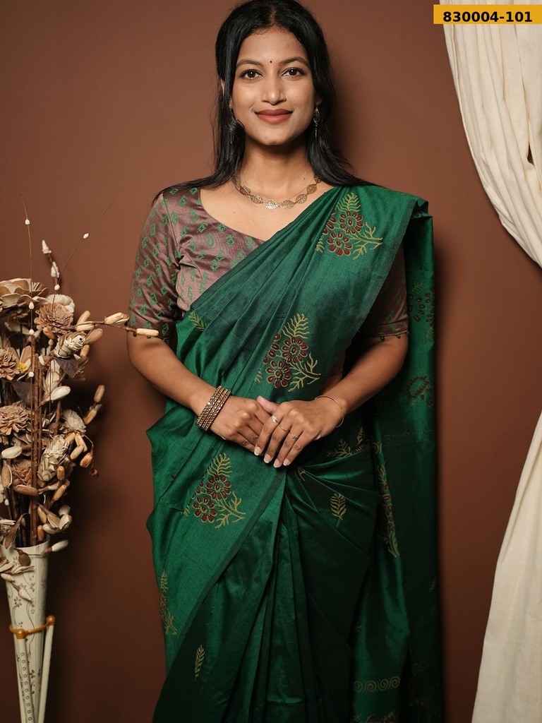 South Mix Cotton Saree with stitched blouse