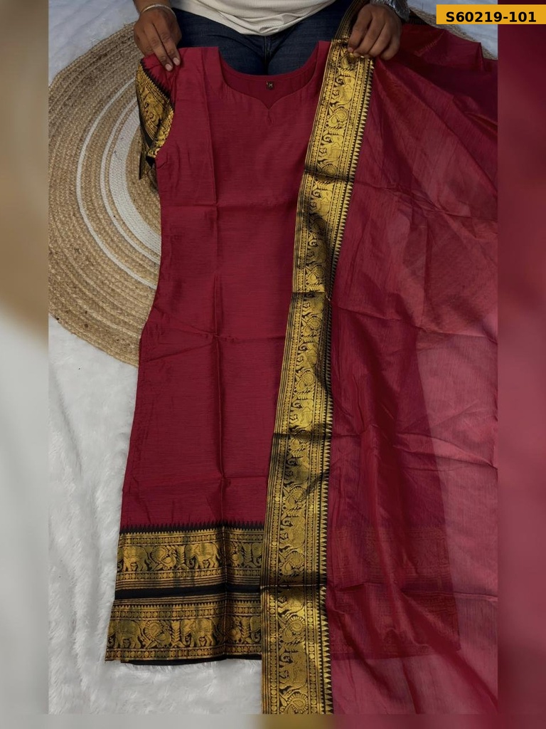 Fancy Kanchi Cotton Top And Dupatta