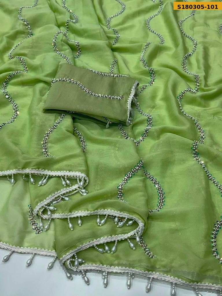 Fancy Star Georgette Bits Work Saree
