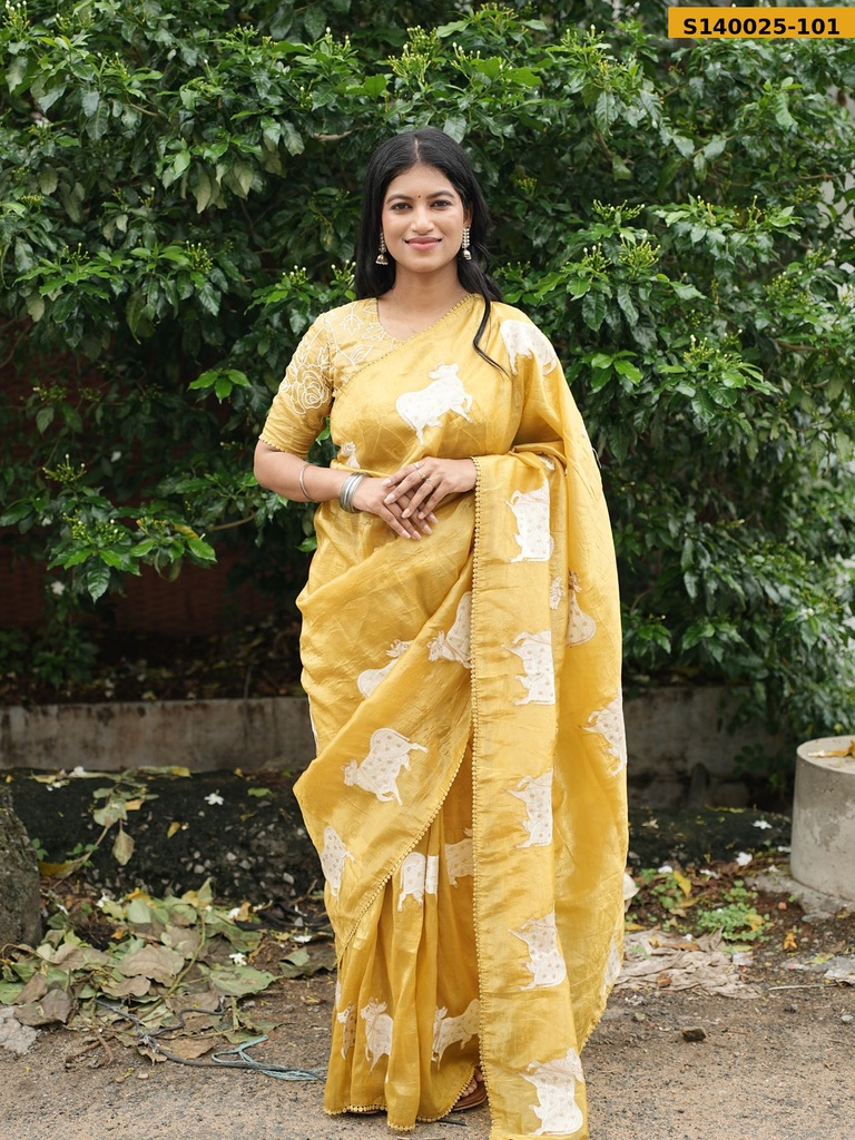 Fendi satin Saree with stitched blouse