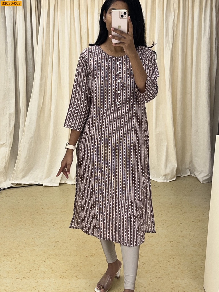 [33030-003-M] Fancy Rayon Printed Kurti (M, 33030-003)