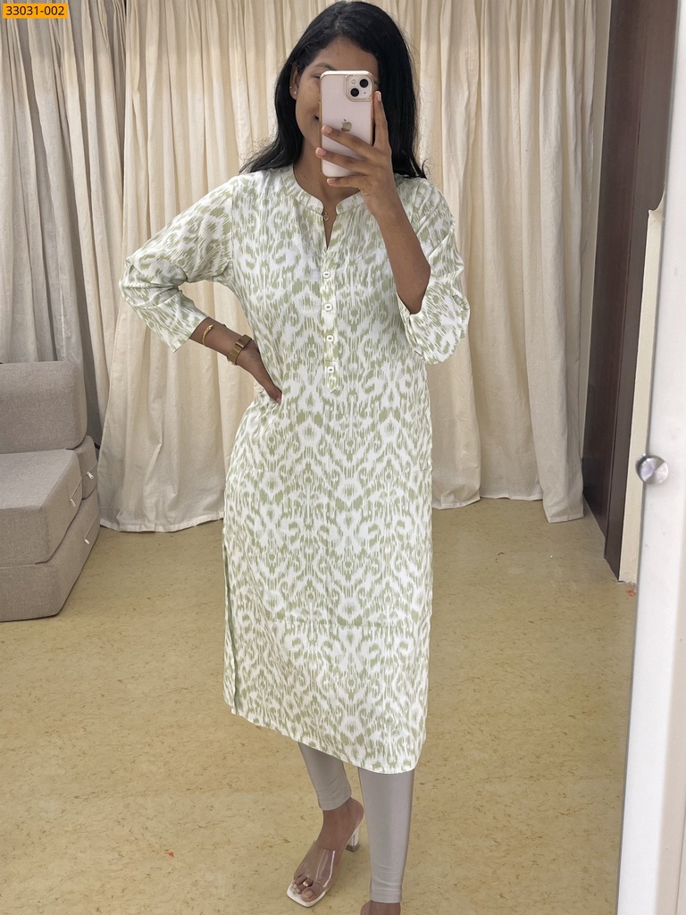 [33031-002-M] Soft Rayon Cotton Printed Kurti (M, 33031-002)