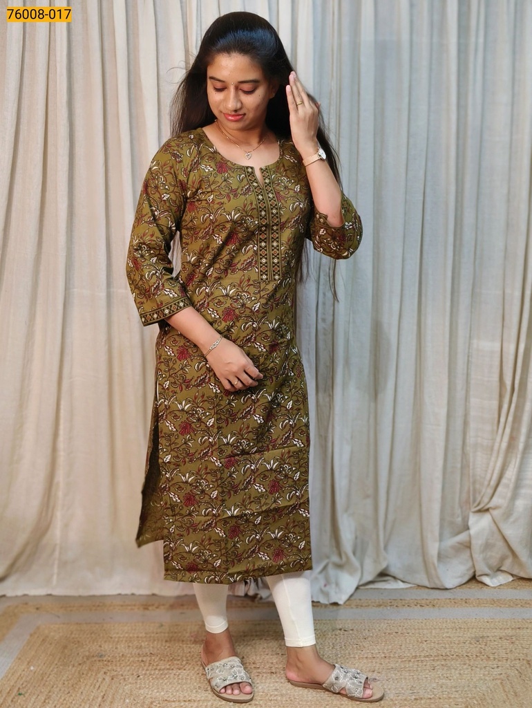 [76008-017-M] Pure Soft Mulmul Cotton Kurti (M, 76008-017)