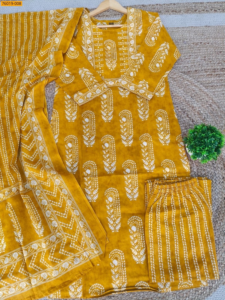 [76019-008-M] Premium Cotton Salwar Stitched Suit (M, 76019-008)