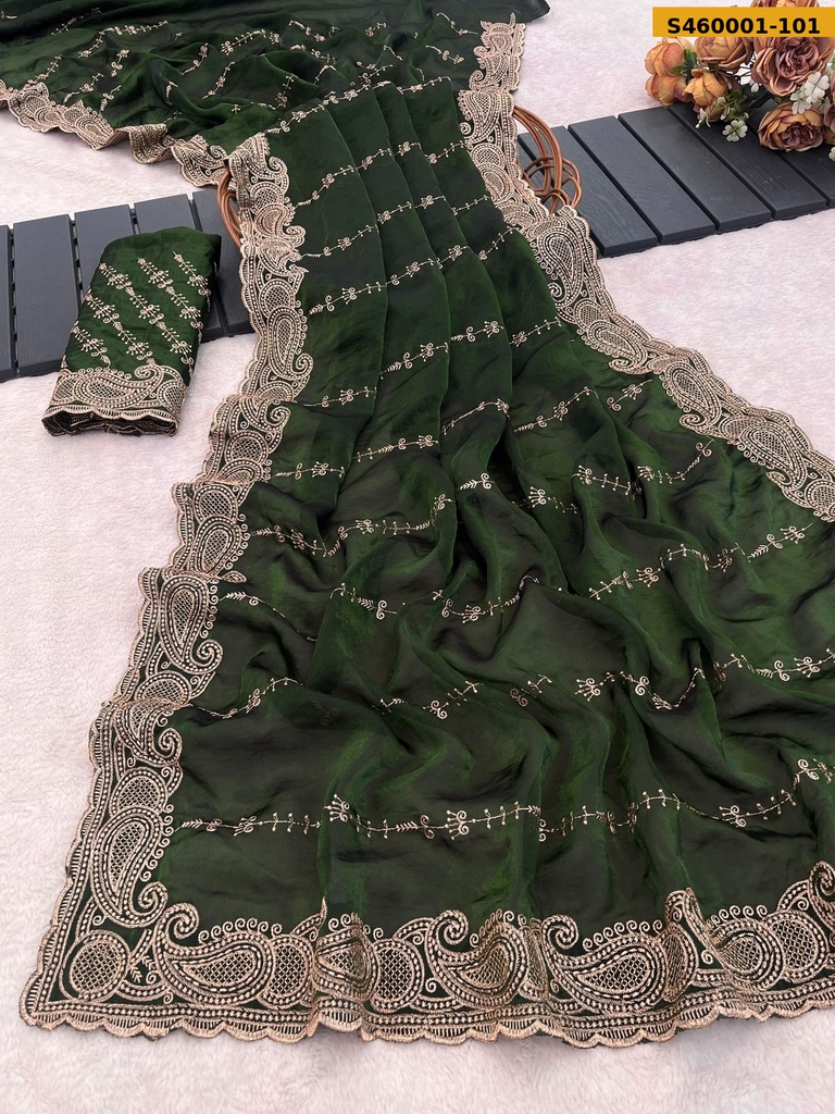 Fancy NC Satin Embroidery Saree