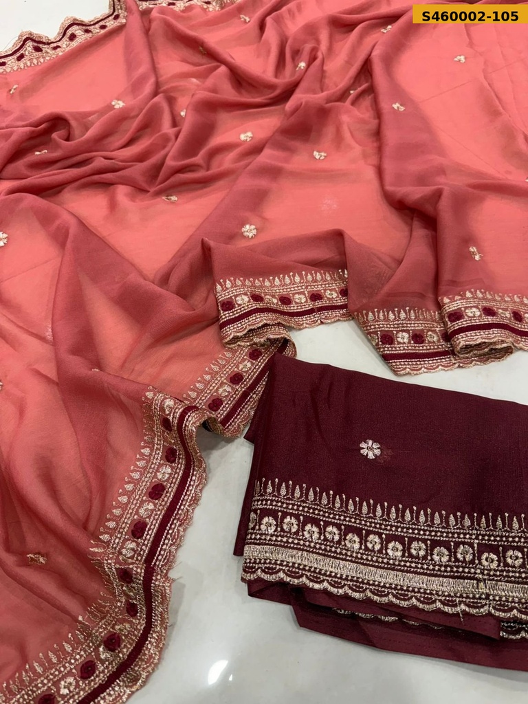Fancy Star Georgette Multi Embroidery Work Saree