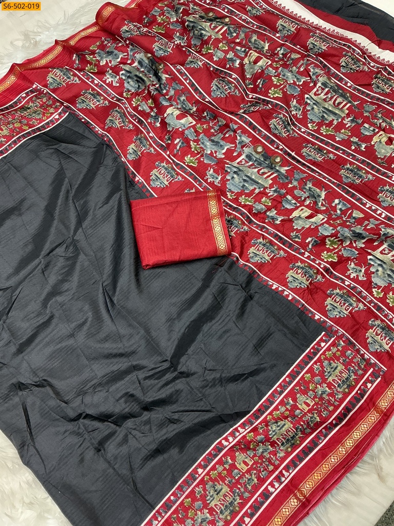 [S6-502-019] Fancy Dola Silk saree (S6-502-019)