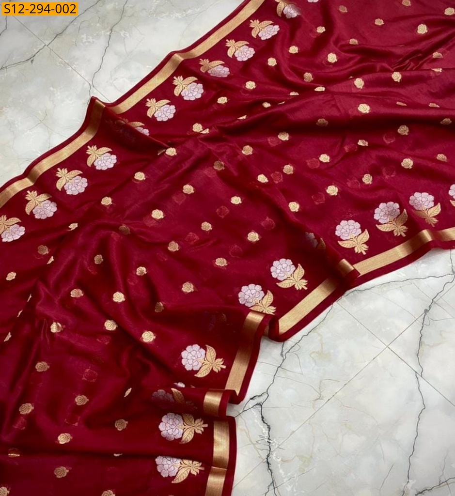 [S12-294-002] Banarsi daibal viscose soft silk Saree