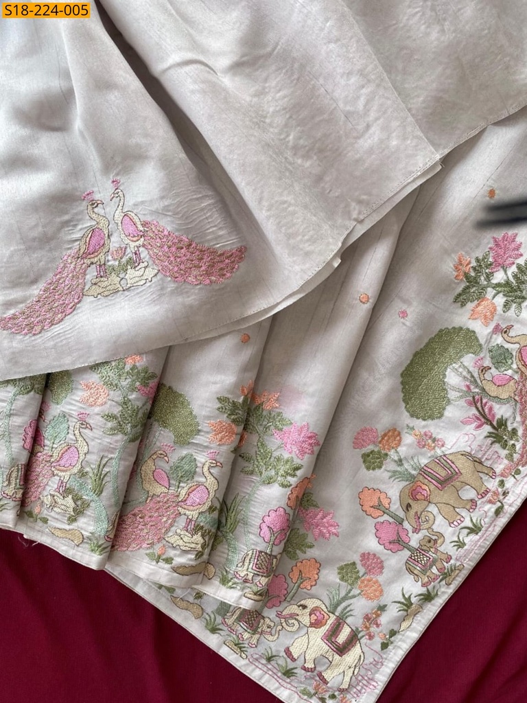 Tussar silk embroidery sarees