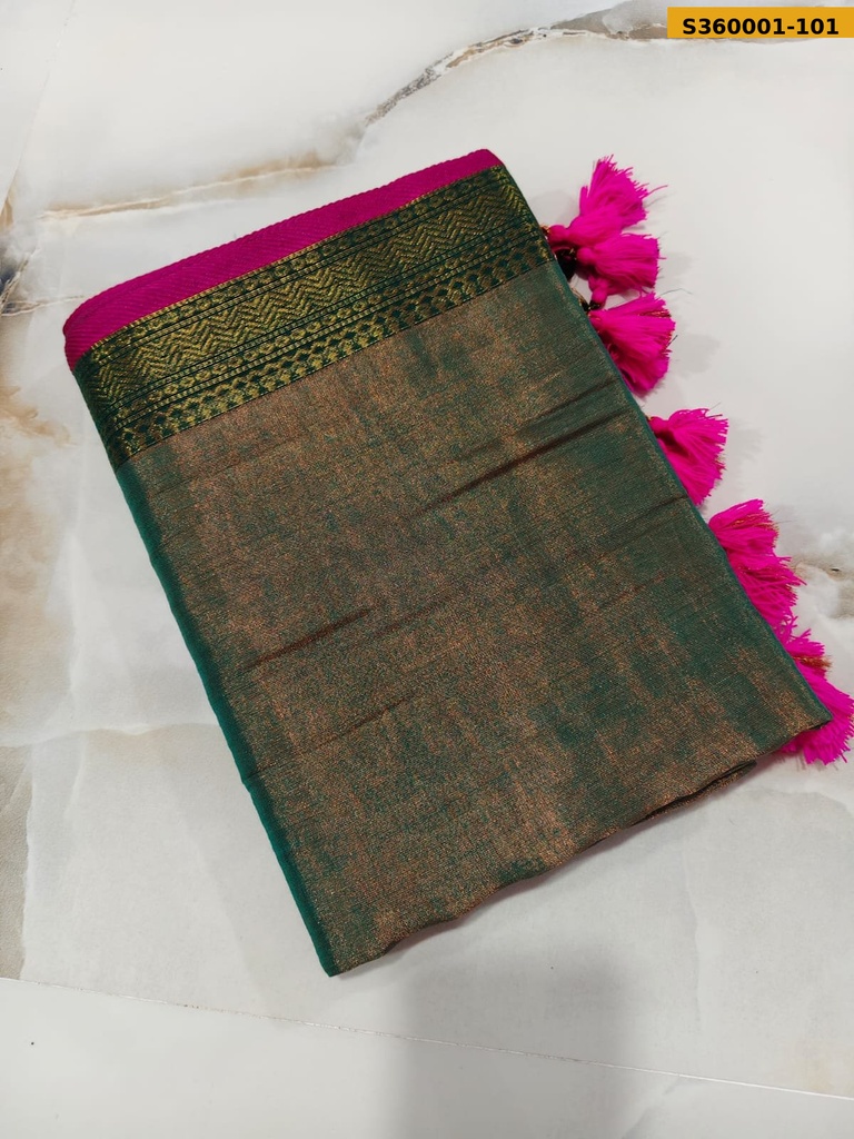 [S360001-101] Fancy Bengal Tissue Khadi Cotton Saree (S360001-101)