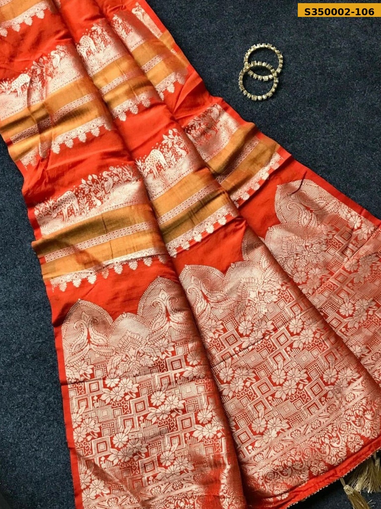 Fancy Crepe Khadi Tissue Paithani Silk Saree