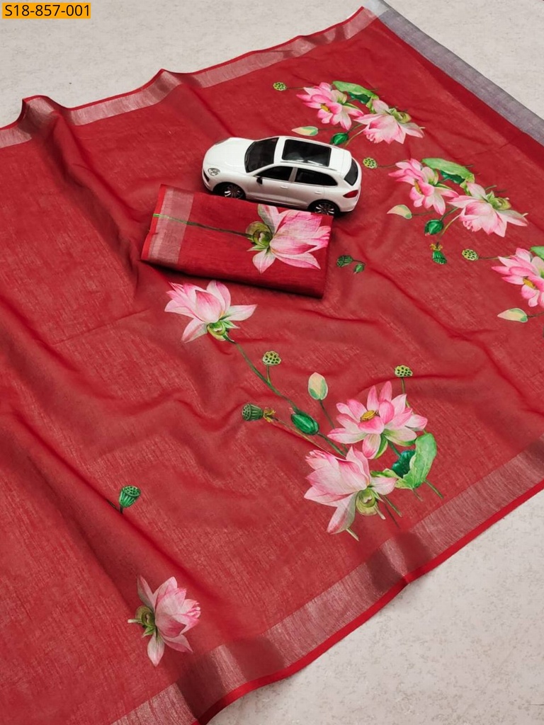 Fancy Linen Floral printed saree