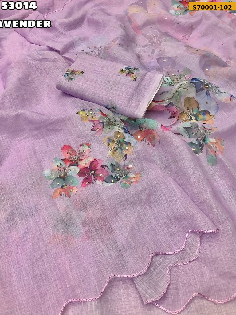 Fancy  Soft Linen Floral Digital Printed Saree